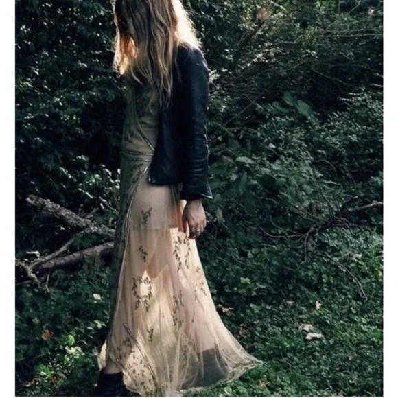 Free People Sky Fall Intimately Sheer Embellished Wrap Maxi Dress Sz S - Picture 5 of 9